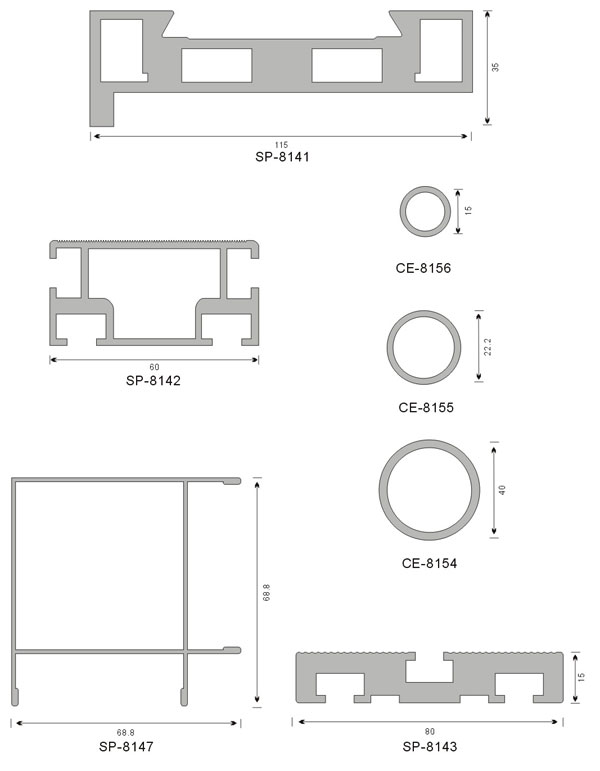 丝印机铝型材截面图